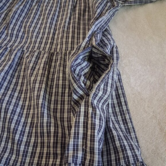 Everlane Women's XS Blue Plaid Mock Neck Cotton Midi Dress - Picture 9 of 13